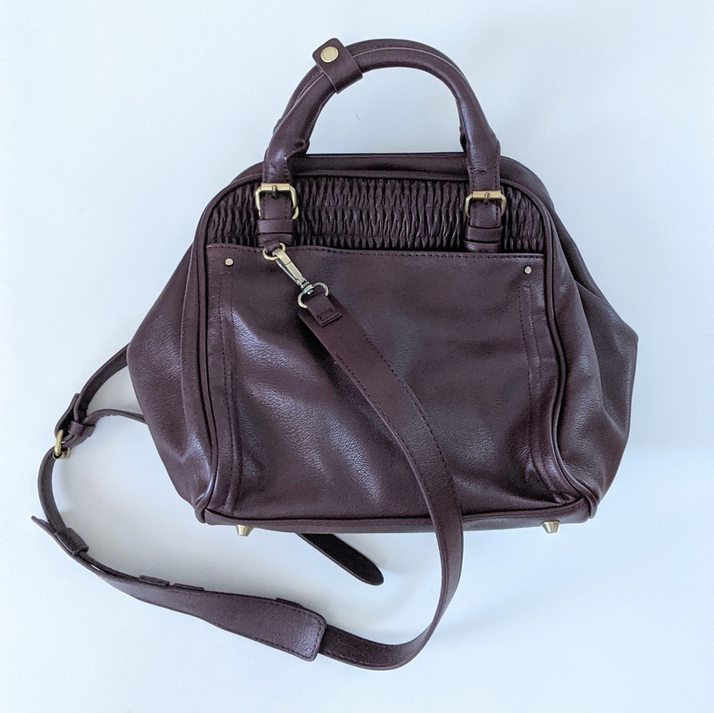 Zara Burgundy Satchel Shoulder Bag Gold Hardware